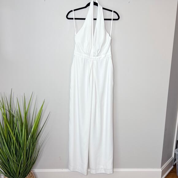 Jill Jill Stuart Mara Deep V Jumpsuit Off White Size 12 Anthropologie Open Back - Picture 3 of 13